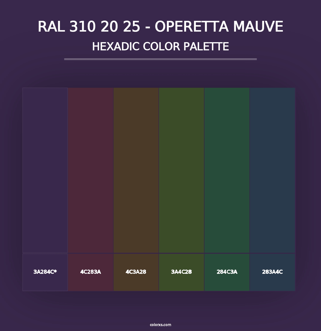 RAL 310 20 25 - Operetta Mauve - Hexadic Color Palette