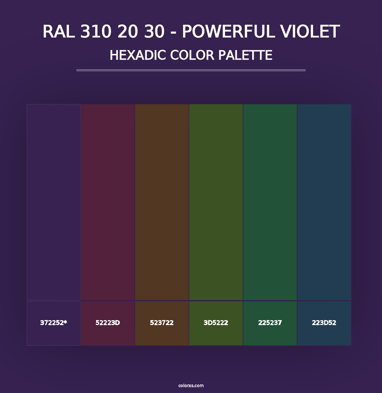 RAL 310 20 30 - Powerful Violet - Hexadic Color Palette