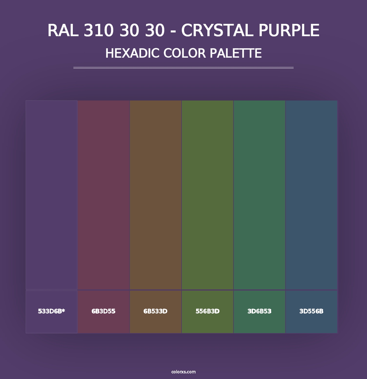 RAL 310 30 30 - Crystal Purple - Hexadic Color Palette