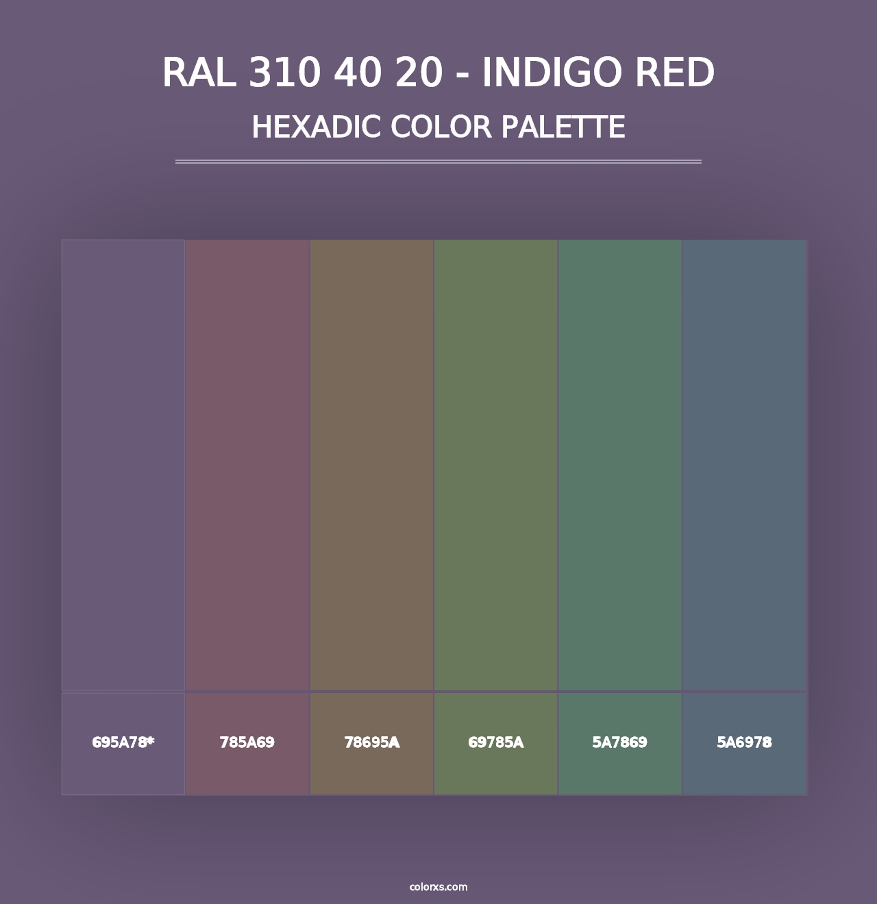 RAL 310 40 20 - Indigo Red - Hexadic Color Palette