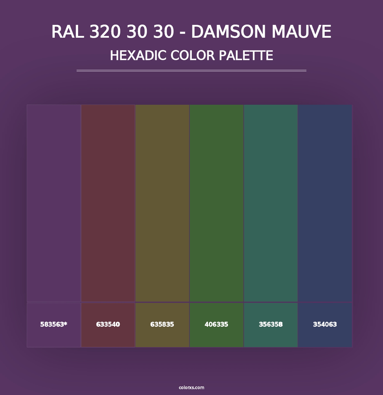 RAL 320 30 30 - Damson Mauve - Hexadic Color Palette