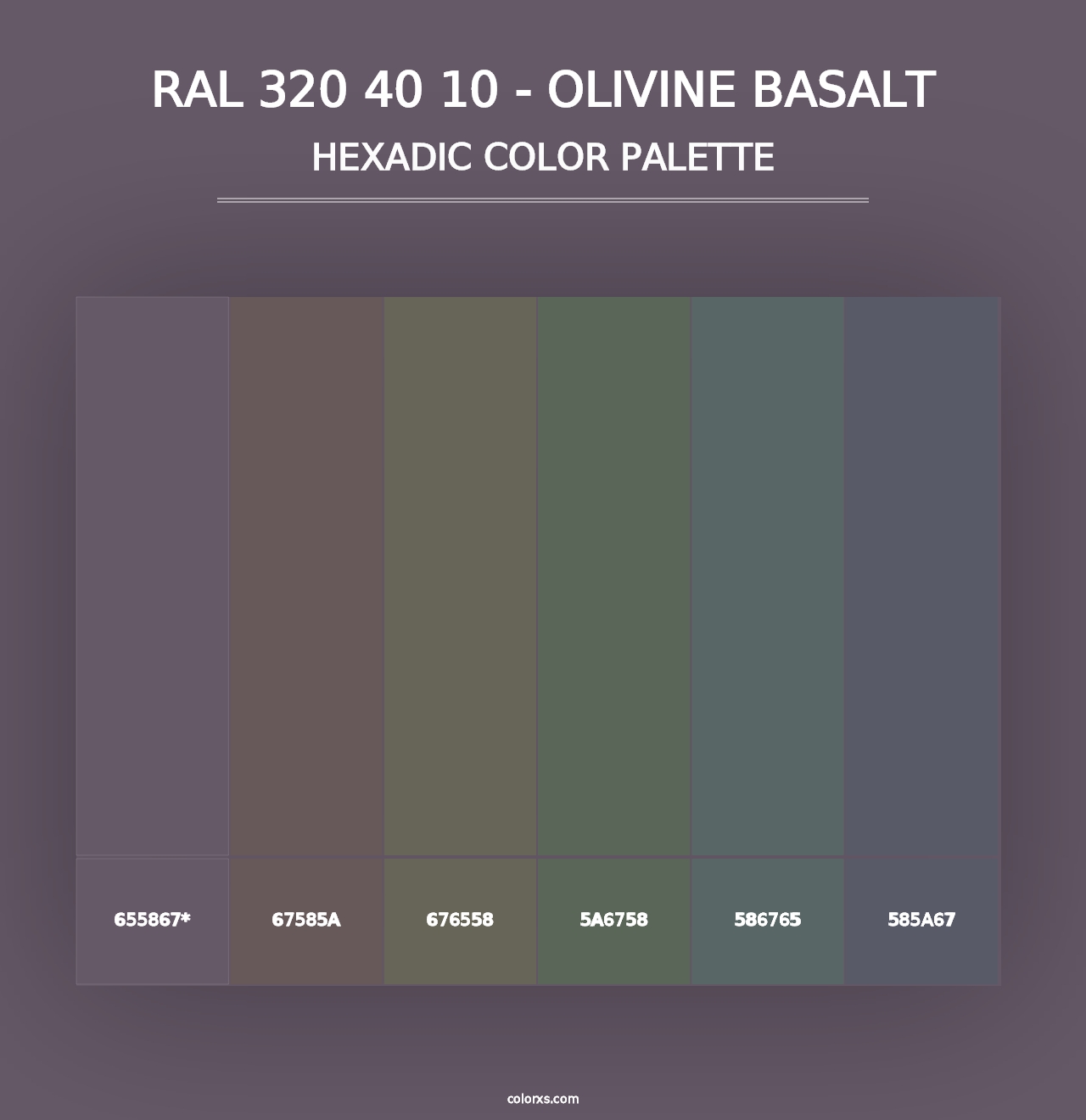 RAL 320 40 10 - Olivine Basalt - Hexadic Color Palette