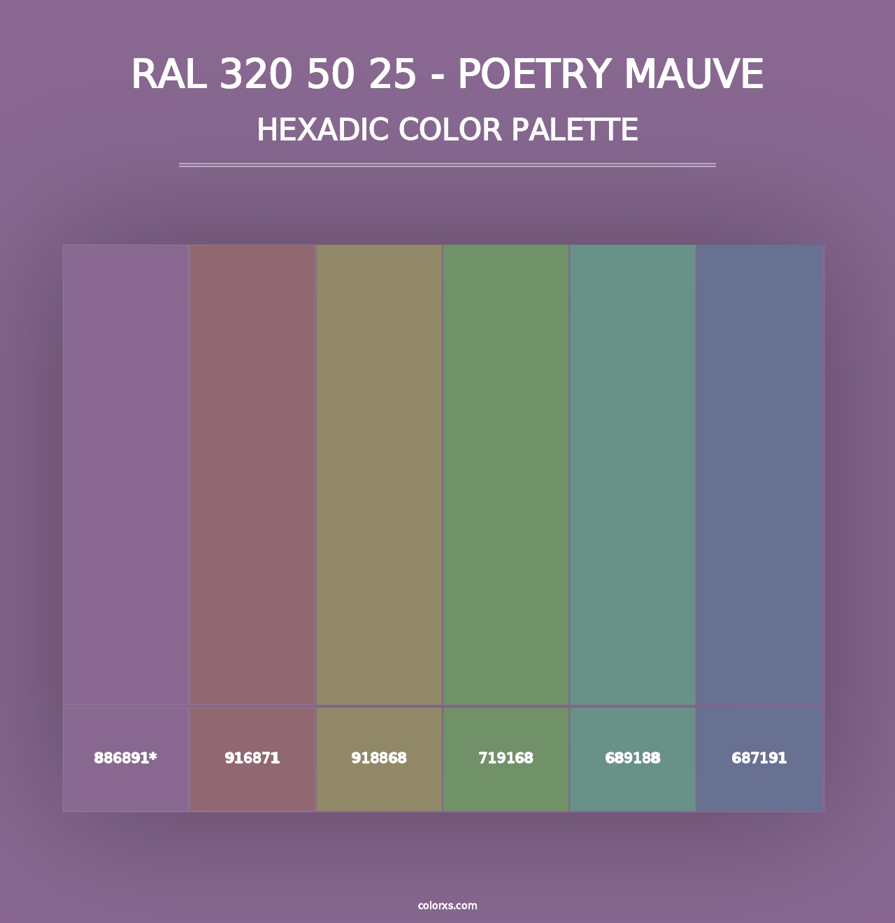 RAL 320 50 25 - Poetry Mauve - Hexadic Color Palette