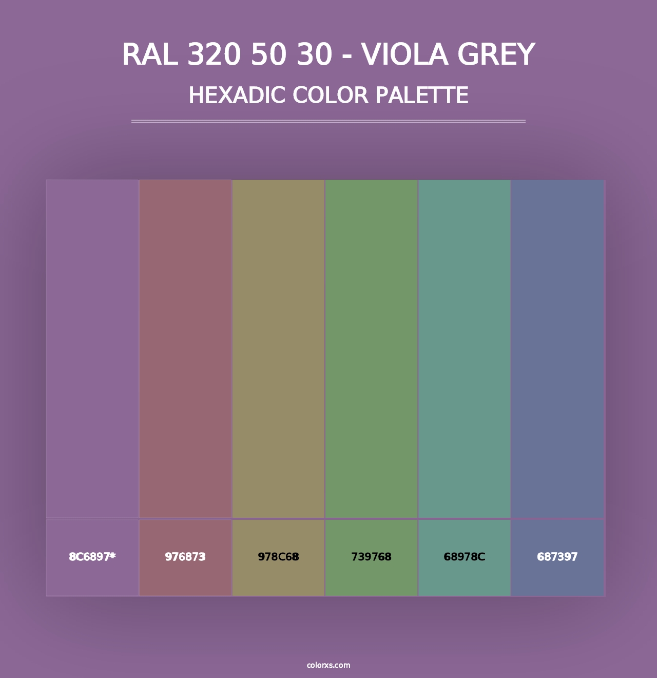 RAL 320 50 30 - Viola Grey - Hexadic Color Palette