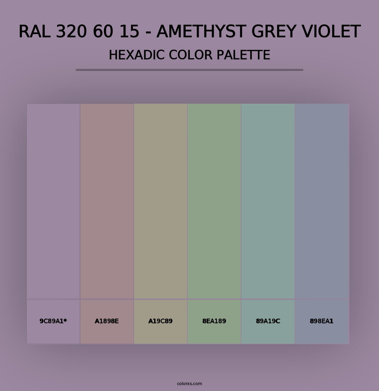 RAL 320 60 15 - Amethyst Grey Violet - Hexadic Color Palette