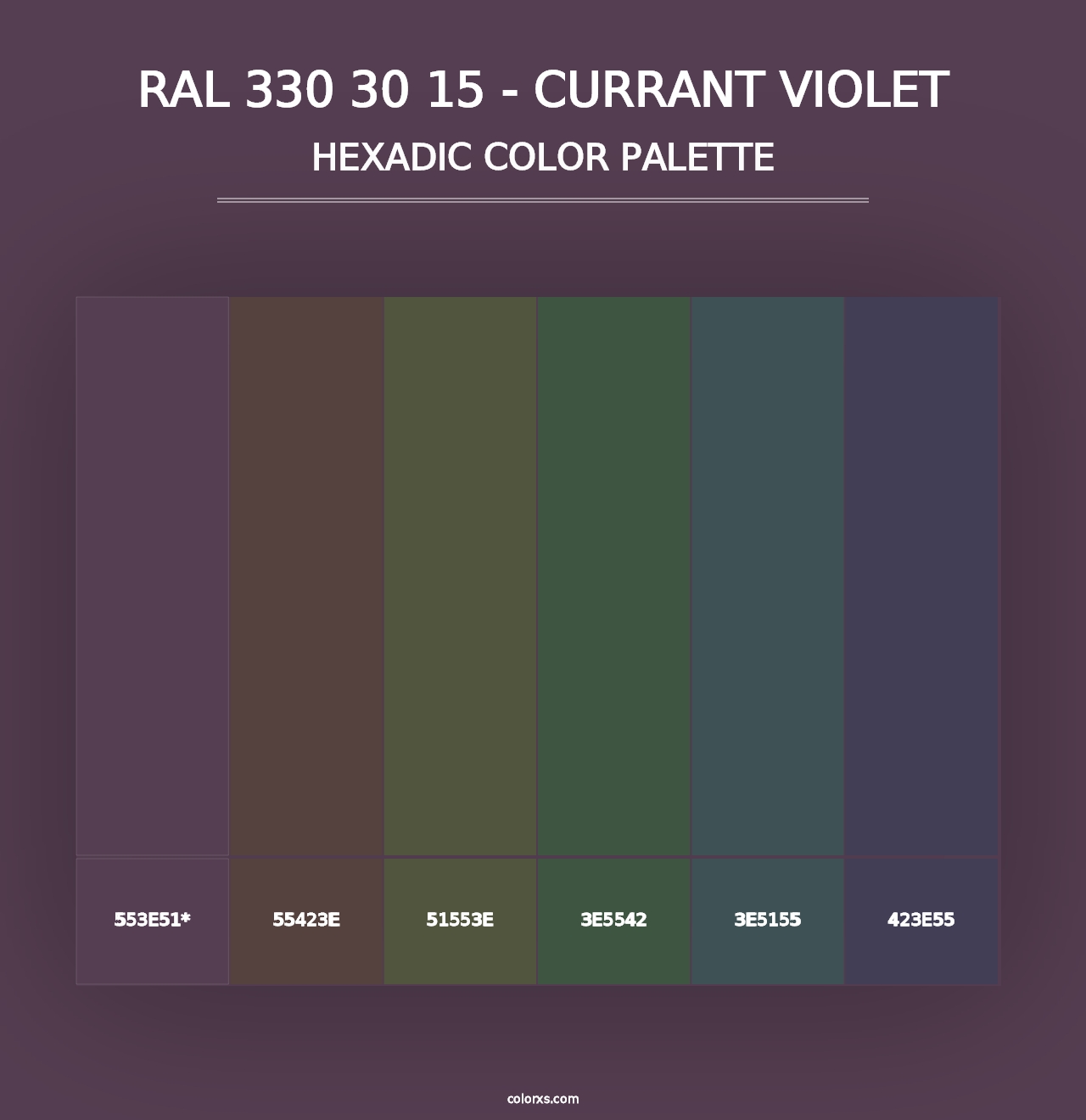 RAL 330 30 15 - Currant Violet - Hexadic Color Palette