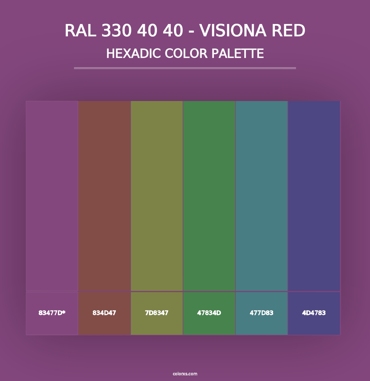 RAL 330 40 40 - Visiona Red - Hexadic Color Palette