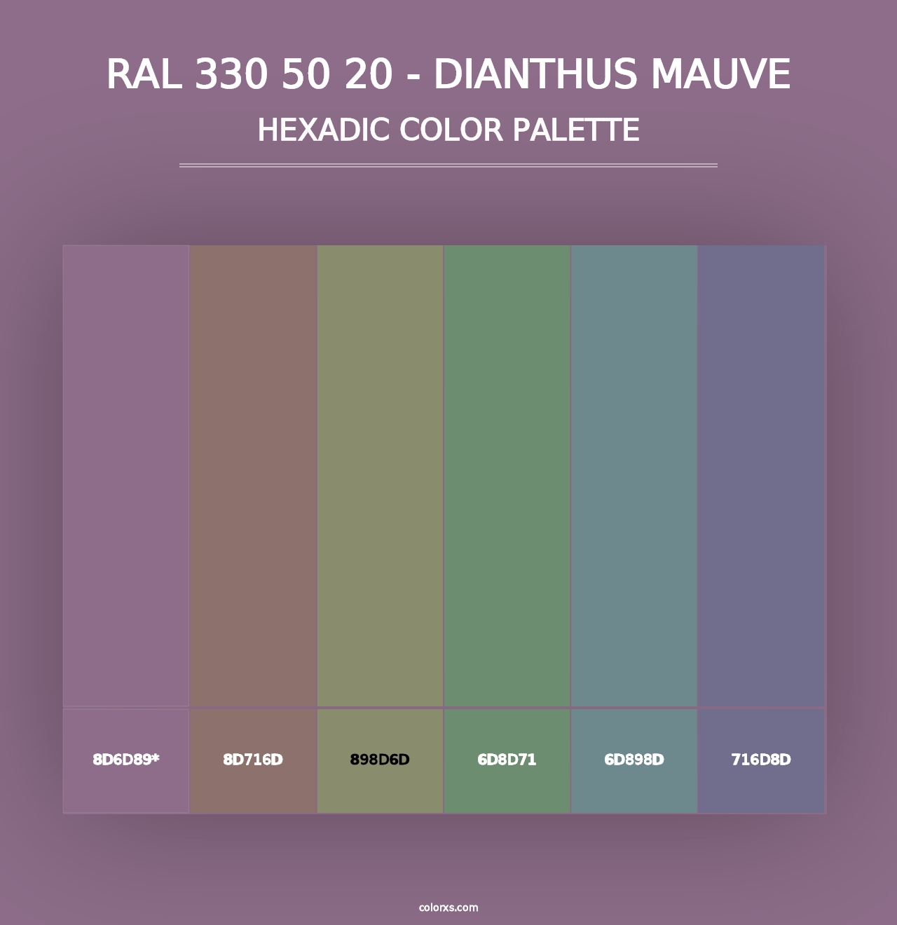 RAL 330 50 20 - Dianthus Mauve - Hexadic Color Palette