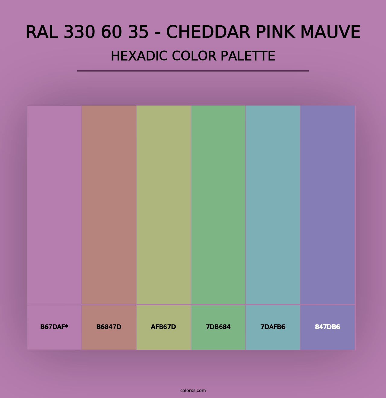 RAL 330 60 35 - Cheddar Pink Mauve - Hexadic Color Palette