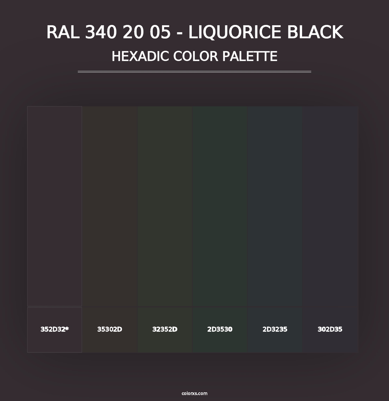 RAL 340 20 05 - Liquorice Black - Hexadic Color Palette