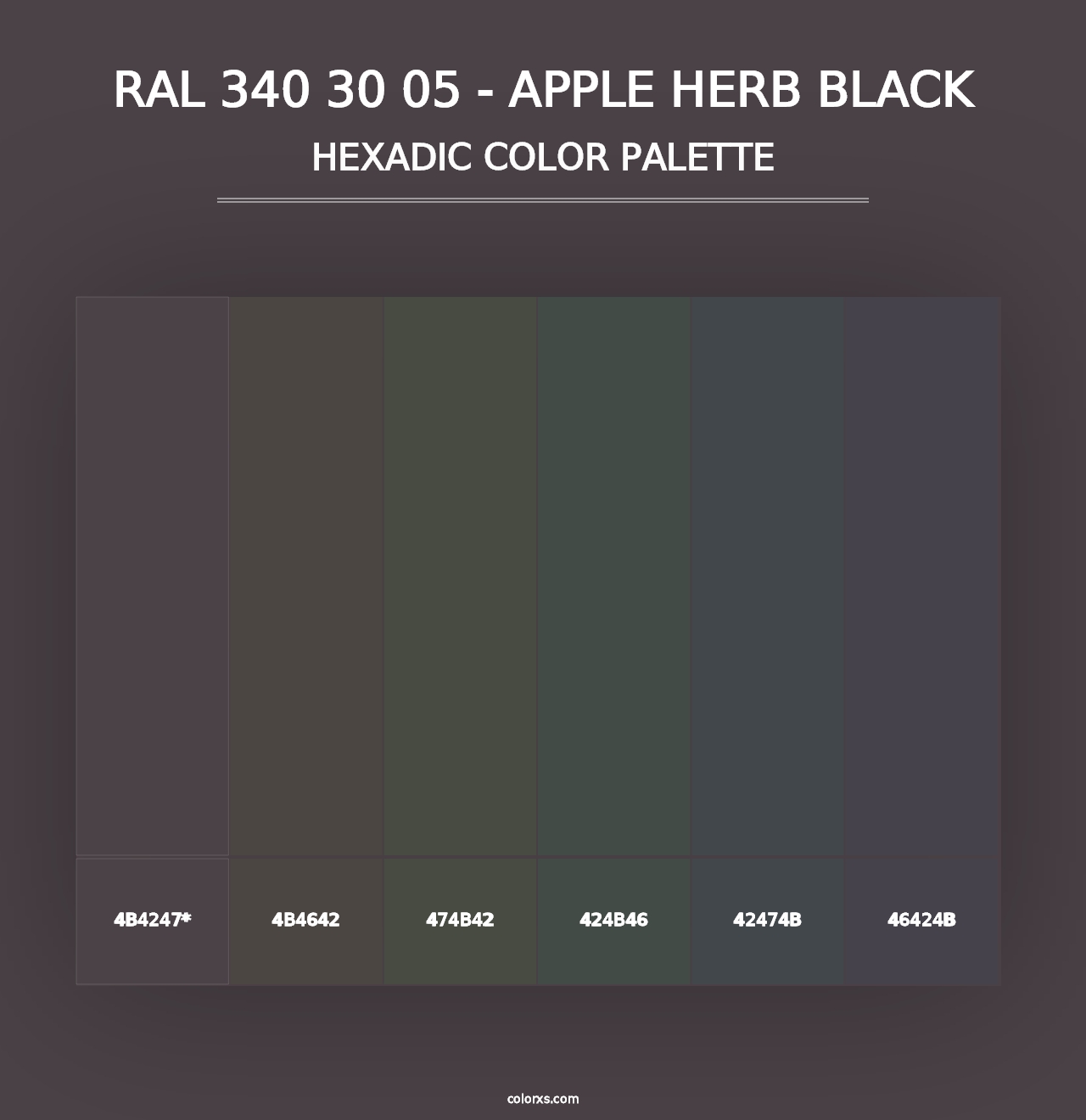 RAL 340 30 05 - Apple Herb Black - Hexadic Color Palette