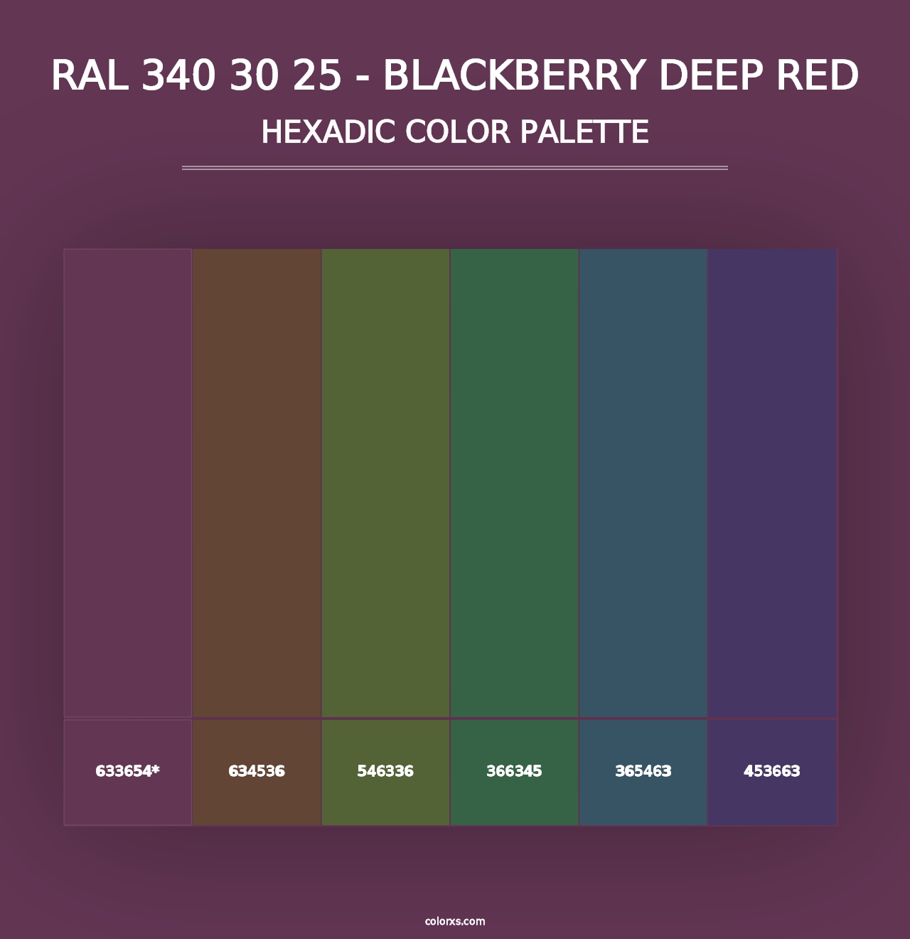 RAL 340 30 25 - Blackberry Deep Red - Hexadic Color Palette