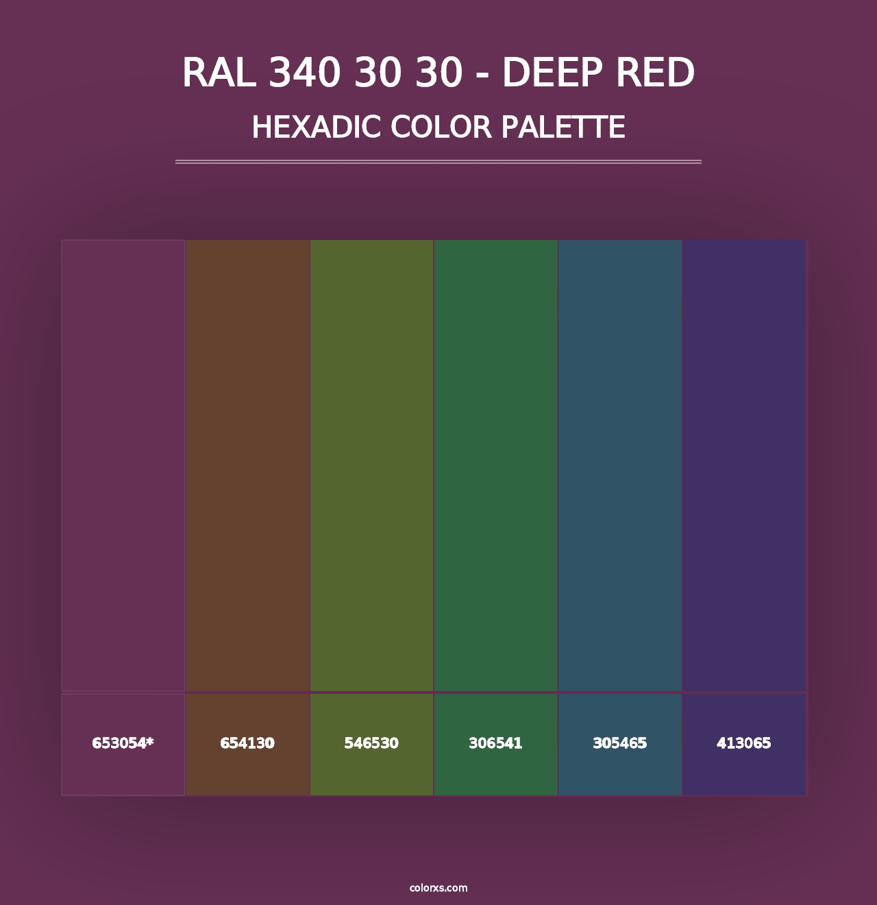 RAL 340 30 30 - Deep Red - Hexadic Color Palette