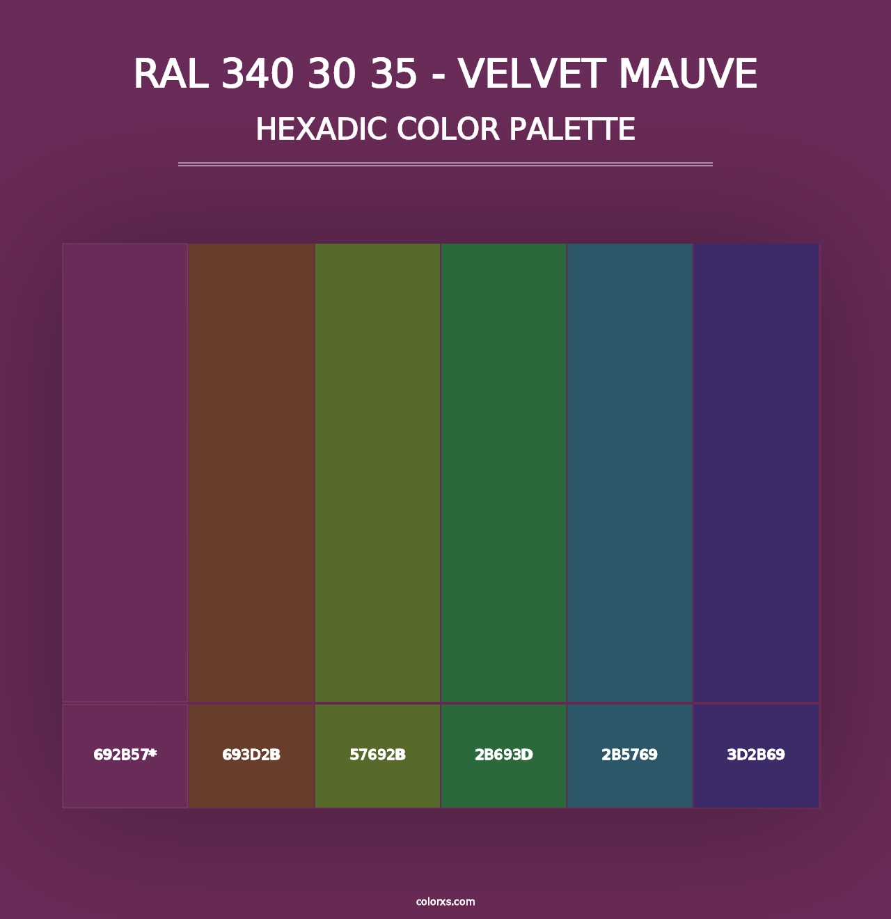 RAL 340 30 35 - Velvet Mauve - Hexadic Color Palette