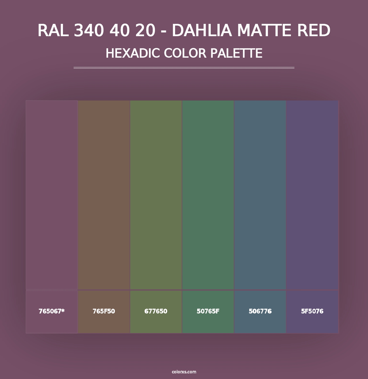 RAL 340 40 20 - Dahlia Matte Red - Hexadic Color Palette