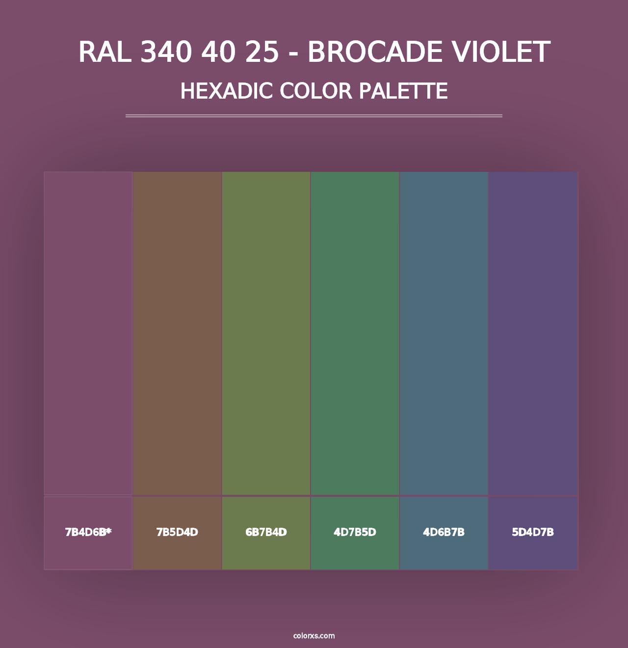 RAL 340 40 25 - Brocade Violet - Hexadic Color Palette