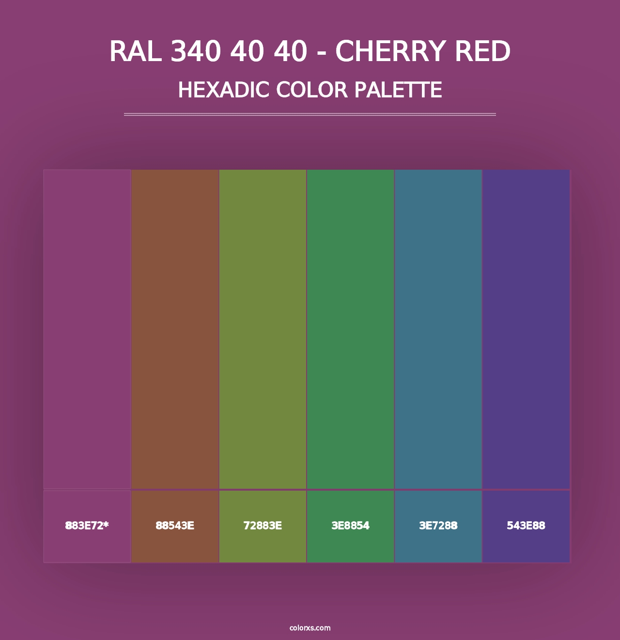 RAL 340 40 40 - Cherry Red - Hexadic Color Palette