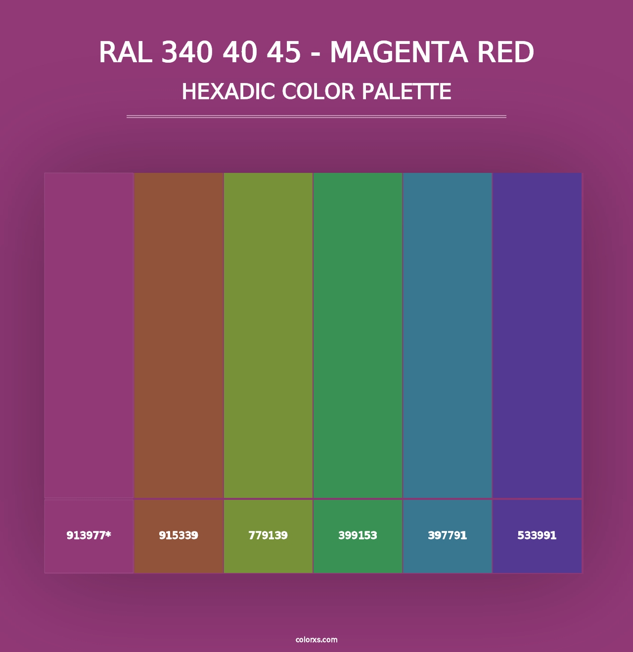 RAL 340 40 45 - Magenta Red - Hexadic Color Palette