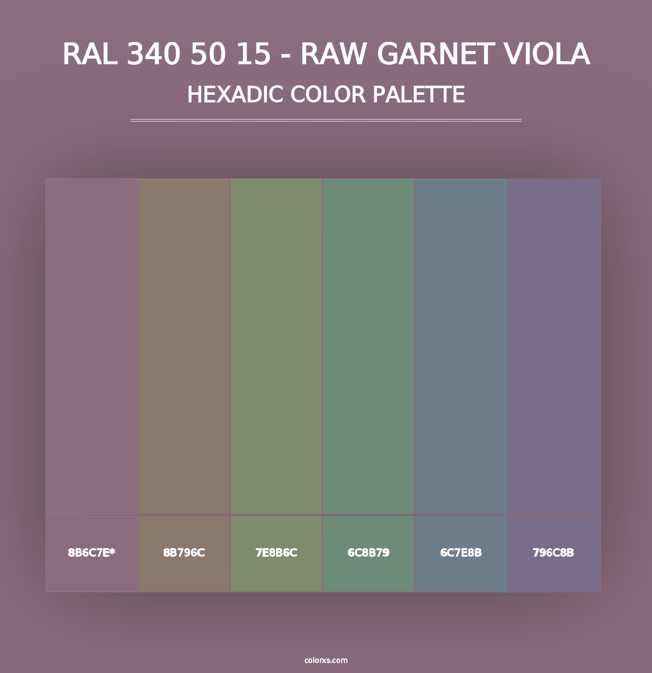 RAL 340 50 15 - Raw Garnet Viola - Hexadic Color Palette