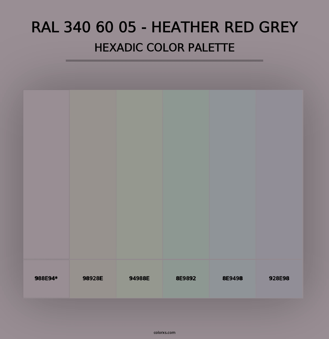 RAL 340 60 05 - Heather Red Grey - Hexadic Color Palette