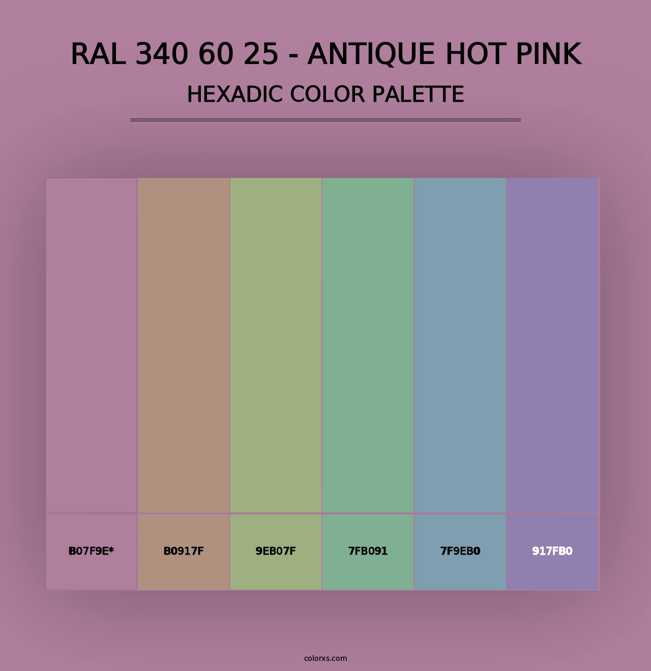 RAL 340 60 25 - Antique Hot Pink - Hexadic Color Palette