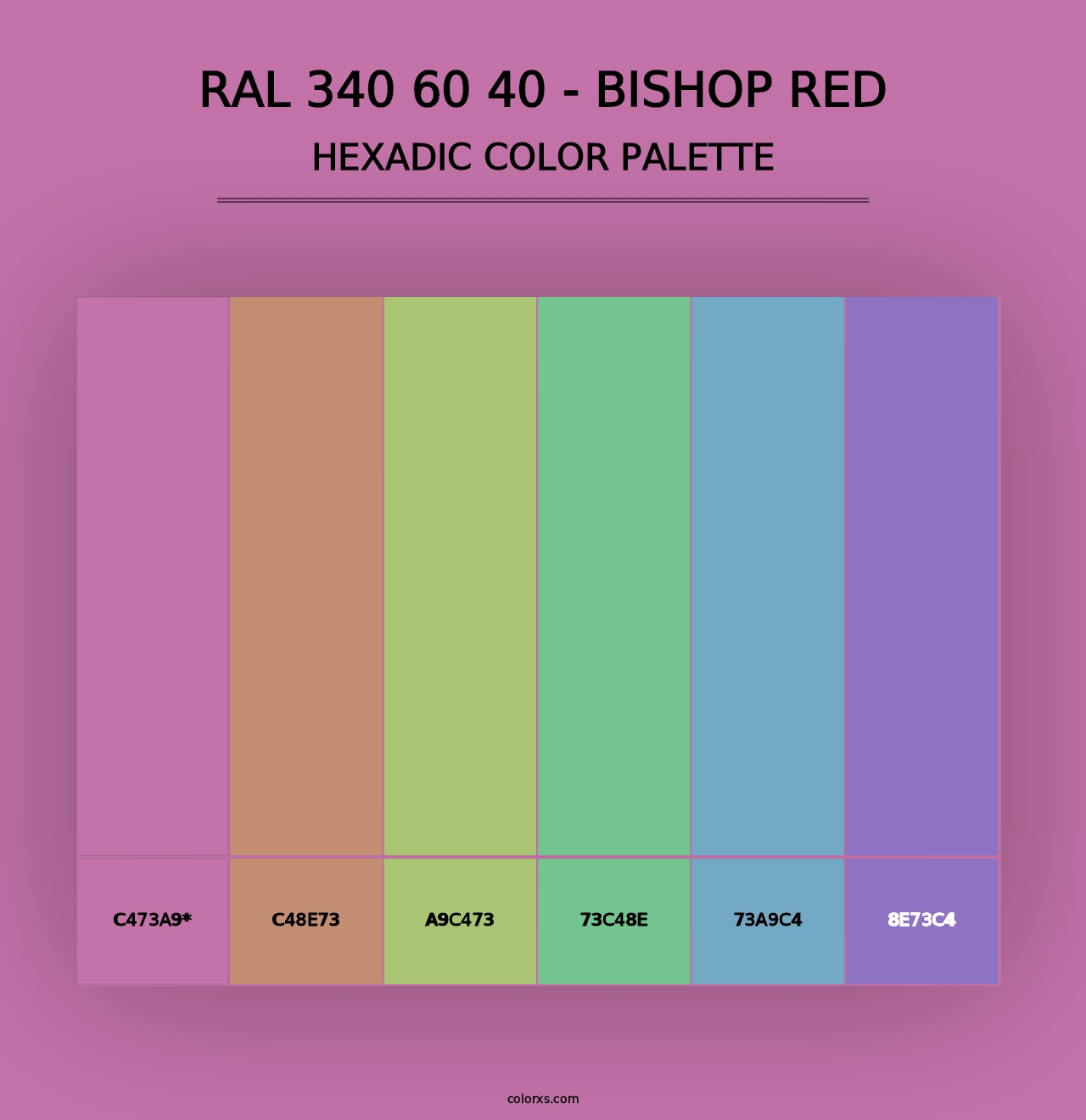 RAL 340 60 40 - Bishop Red - Hexadic Color Palette