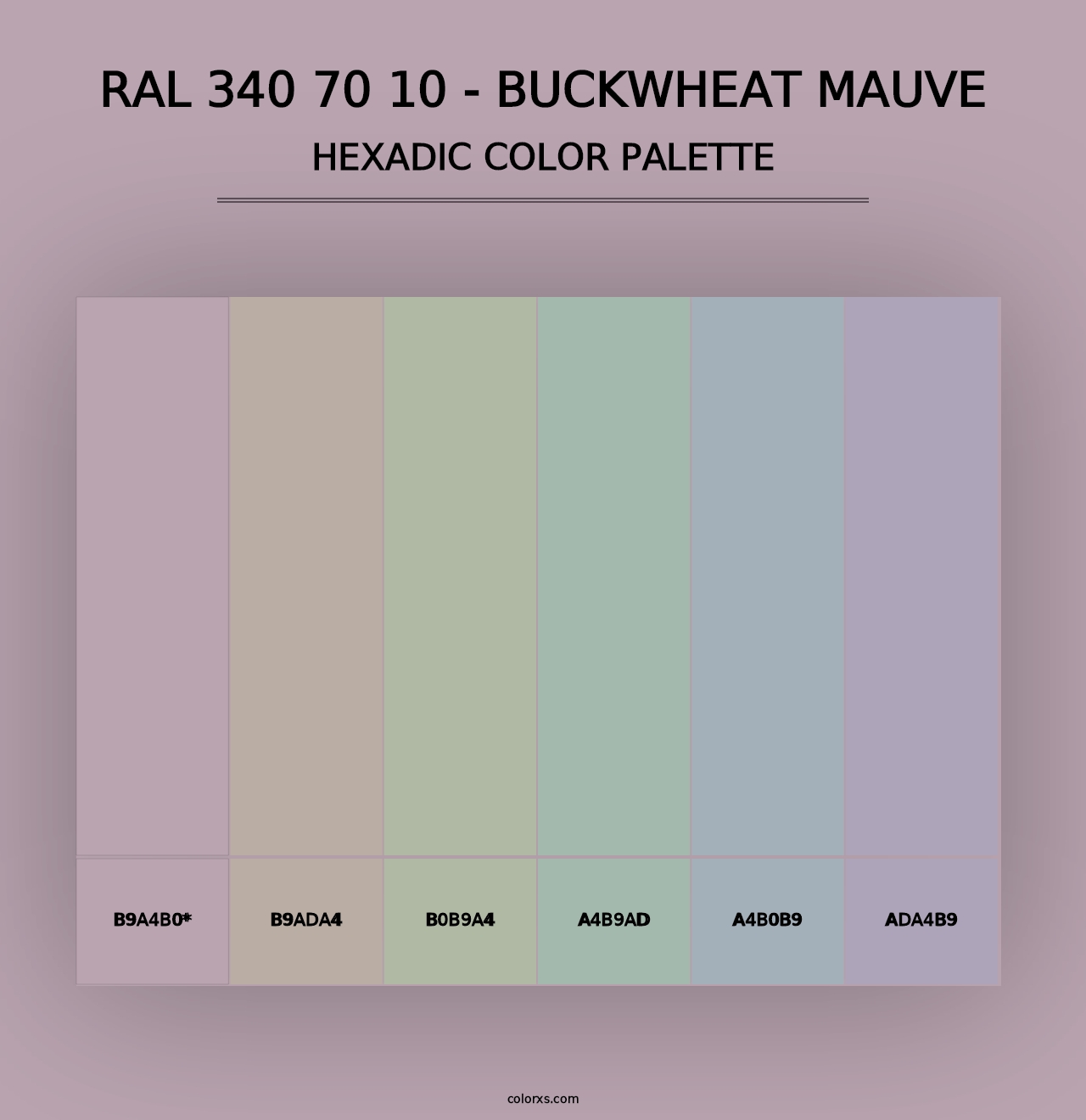 RAL 340 70 10 - Buckwheat Mauve - Hexadic Color Palette