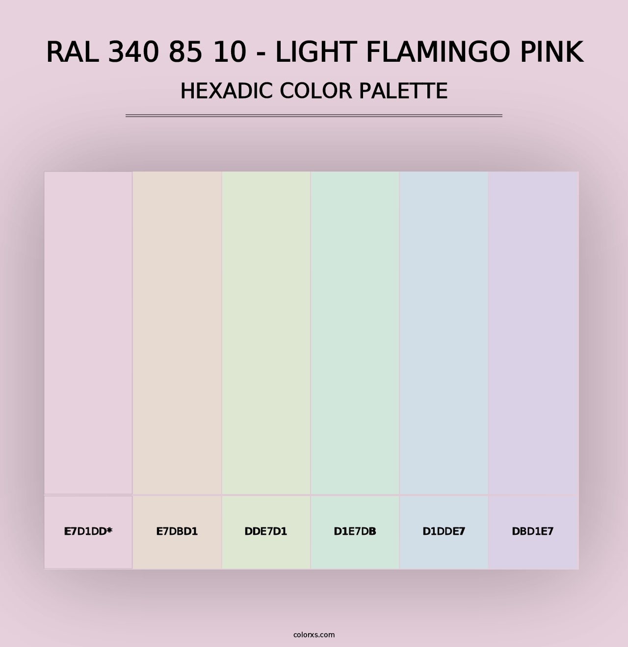 RAL 340 85 10 - Light Flamingo Pink - Hexadic Color Palette