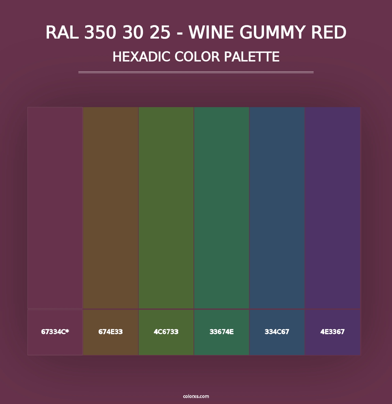 RAL 350 30 25 - Wine Gummy Red - Hexadic Color Palette