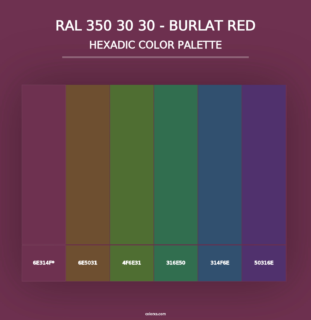 RAL 350 30 30 - Burlat Red - Hexadic Color Palette