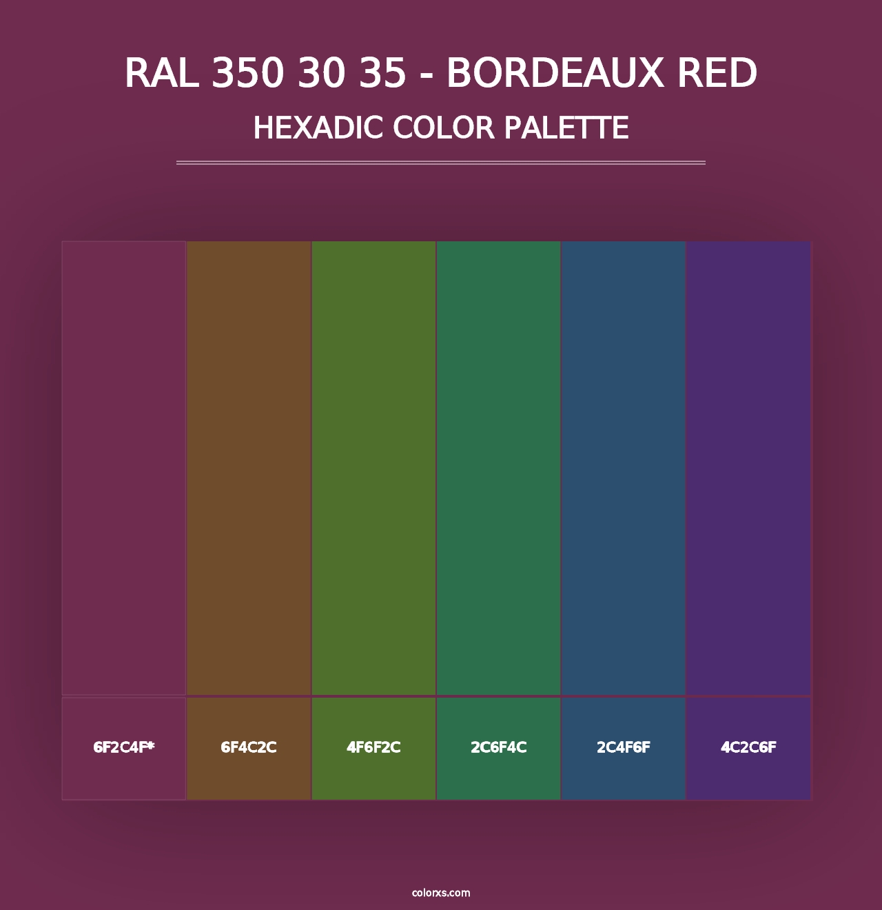 RAL 350 30 35 - Bordeaux Red - Hexadic Color Palette