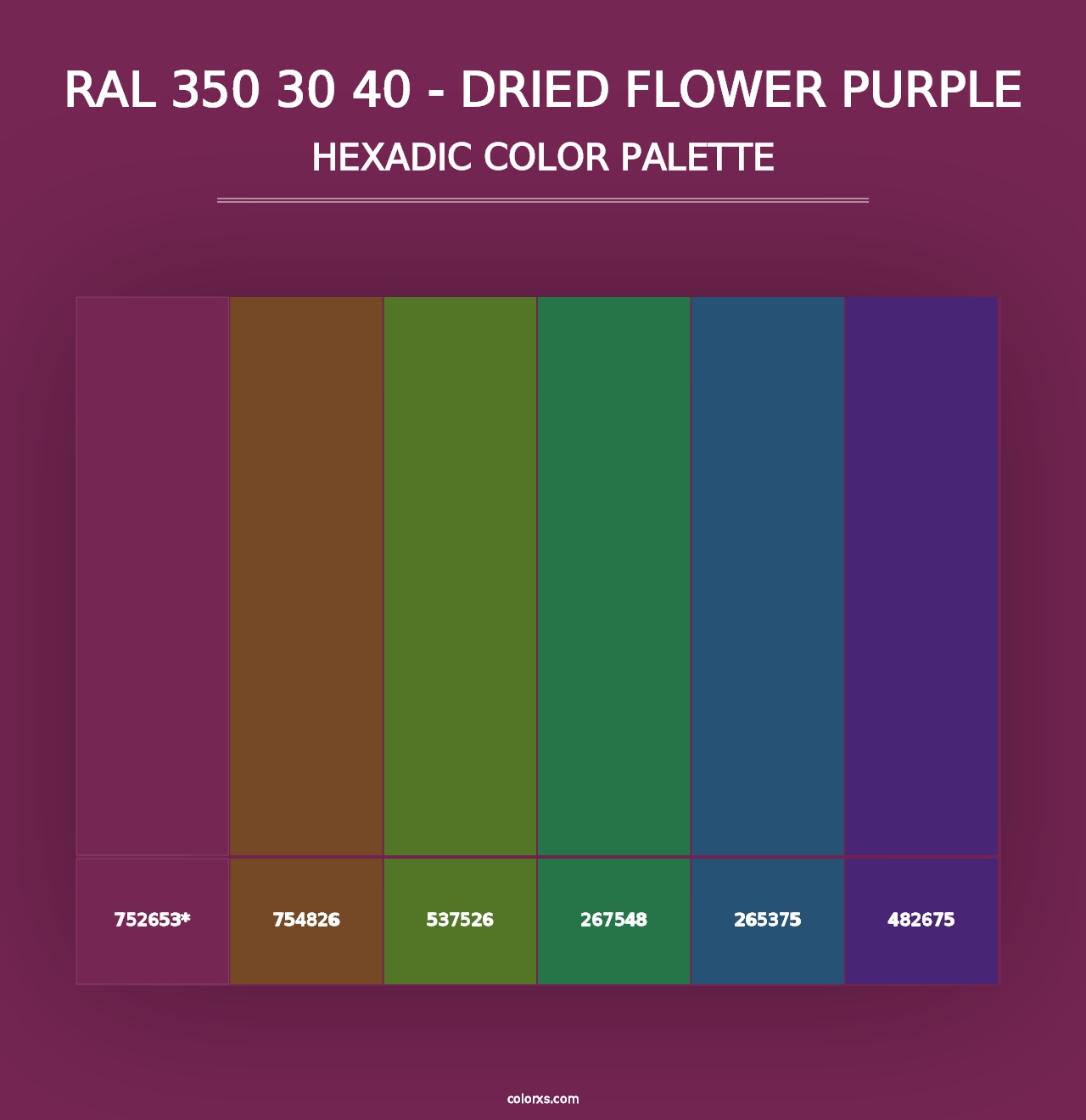 RAL 350 30 40 - Dried Flower Purple - Hexadic Color Palette