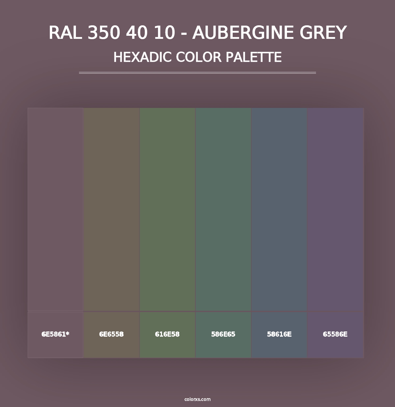 RAL 350 40 10 - Aubergine Grey - Hexadic Color Palette