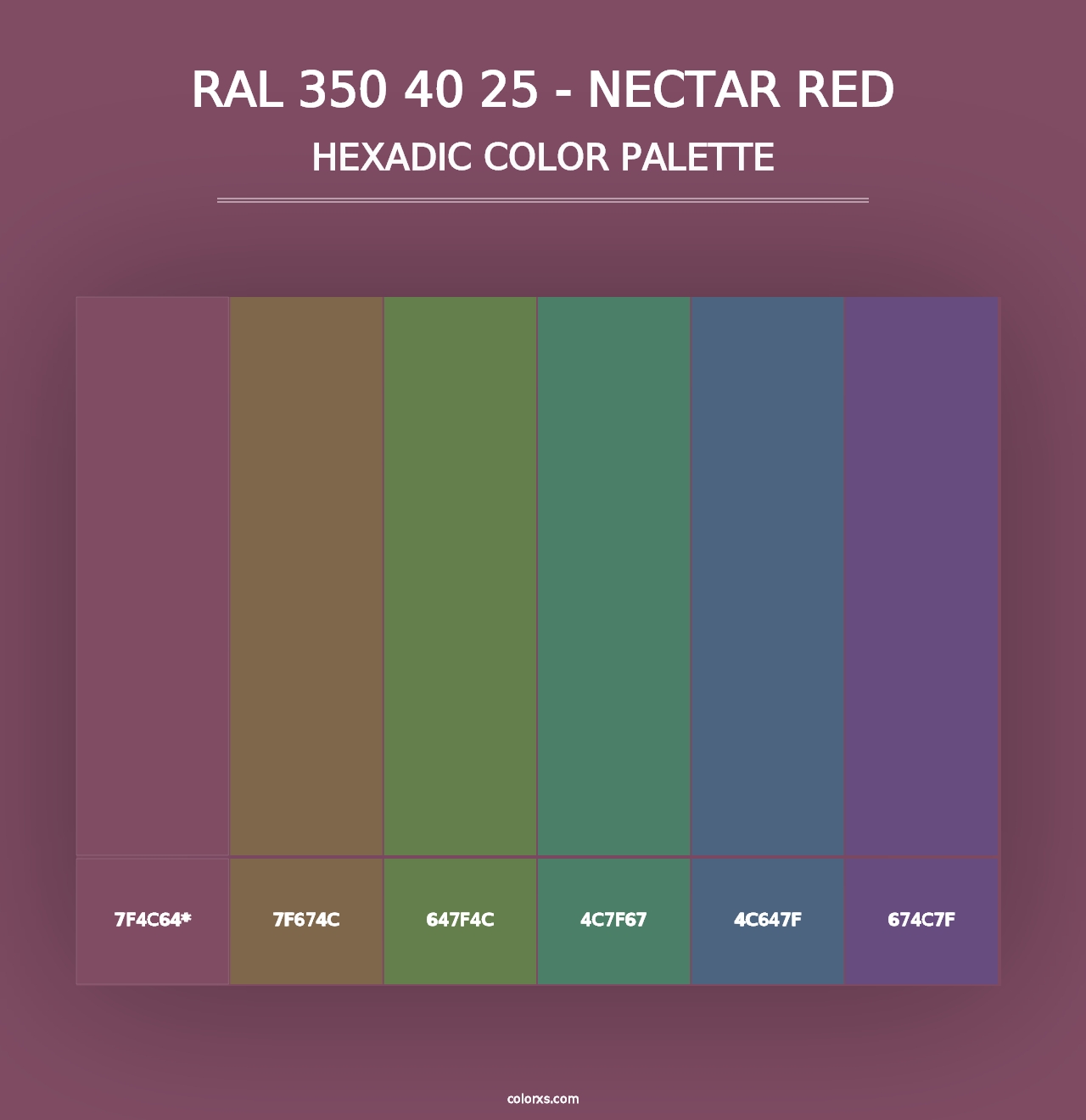 RAL 350 40 25 - Nectar Red - Hexadic Color Palette