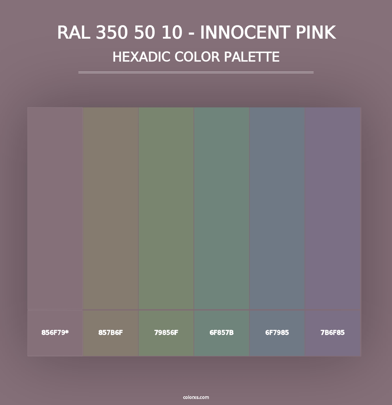 RAL 350 50 10 - Innocent Pink - Hexadic Color Palette