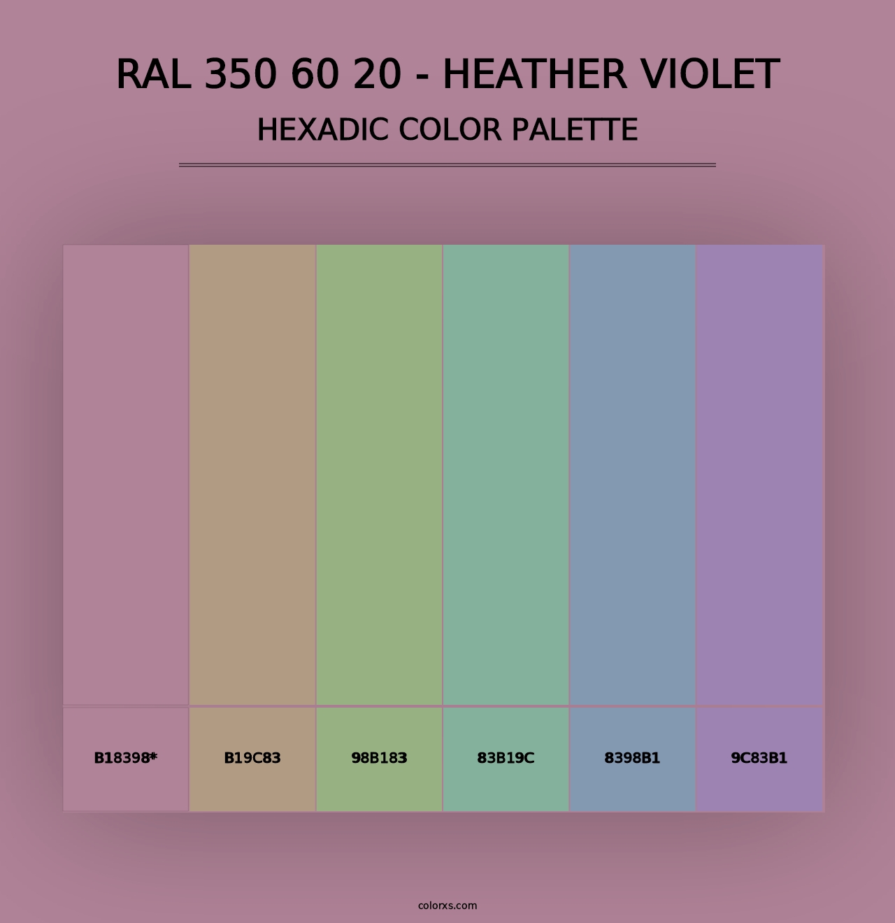 RAL 350 60 20 - Heather Violet - Hexadic Color Palette