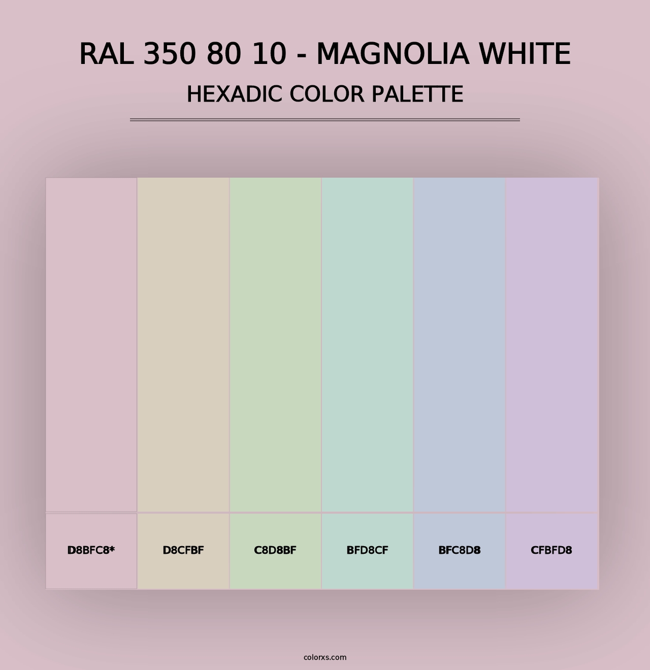 RAL 350 80 10 - Magnolia White - Hexadic Color Palette