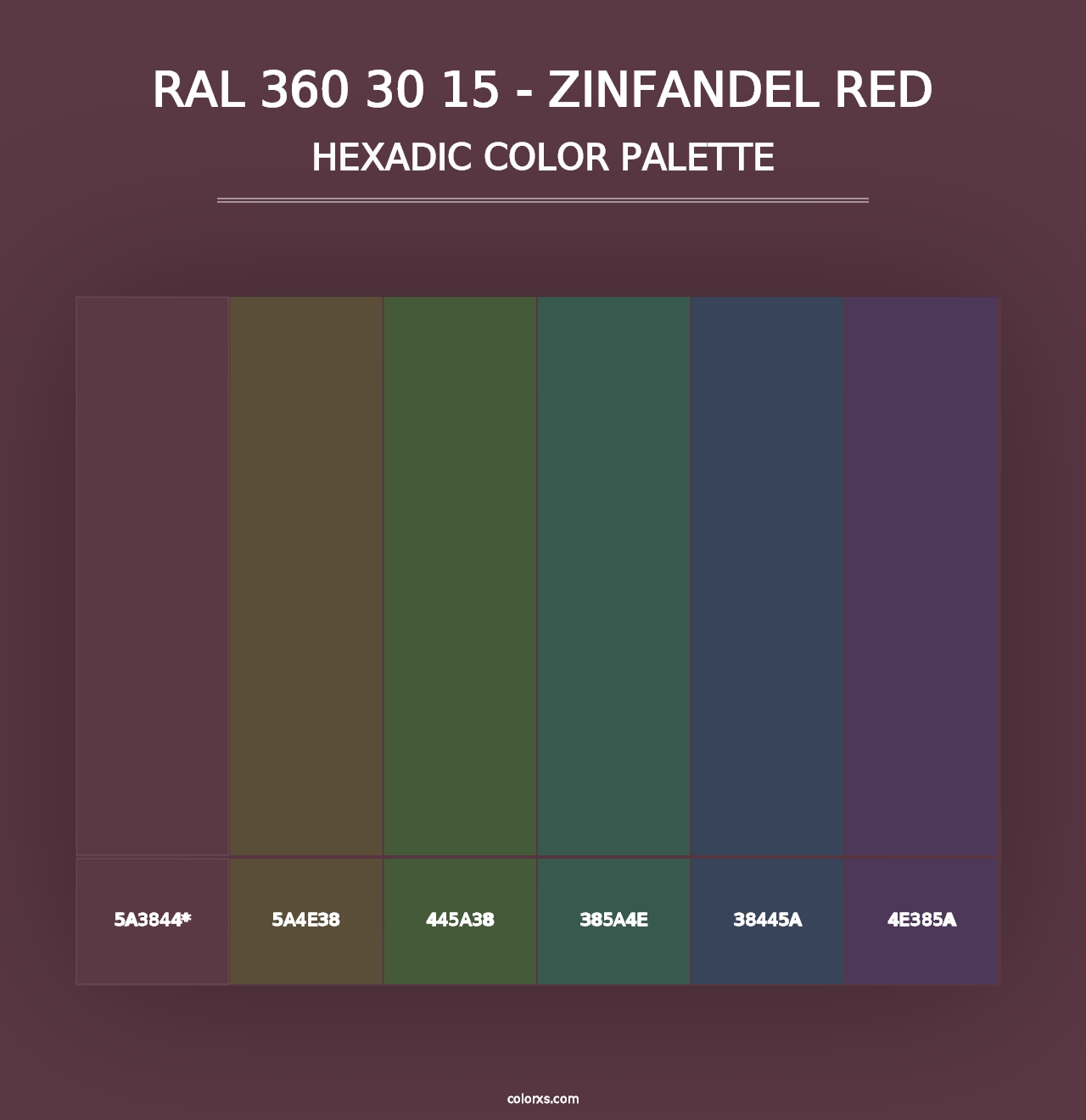 RAL 360 30 15 - Zinfandel Red - Hexadic Color Palette