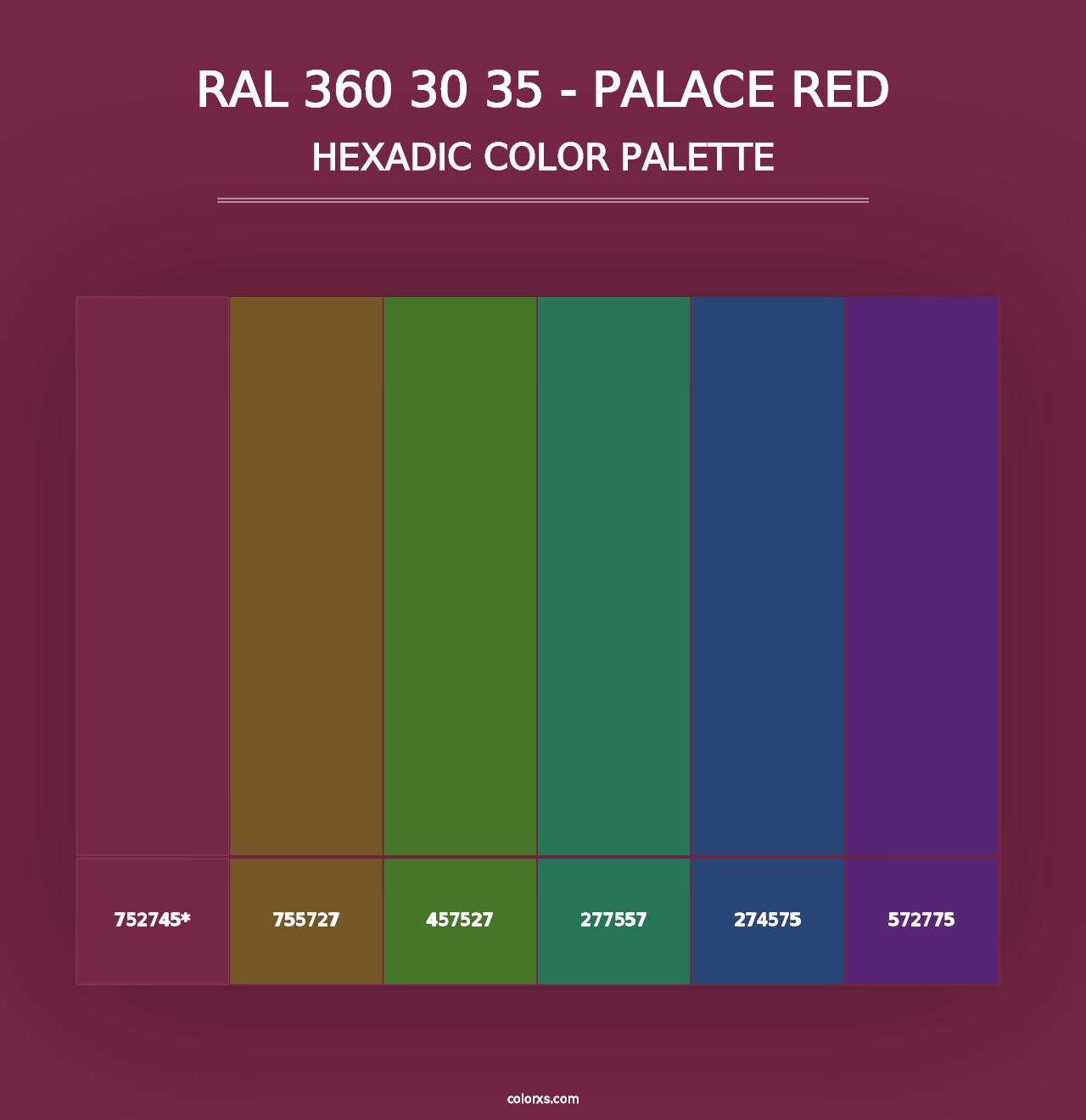 RAL 360 30 35 - Palace Red - Hexadic Color Palette