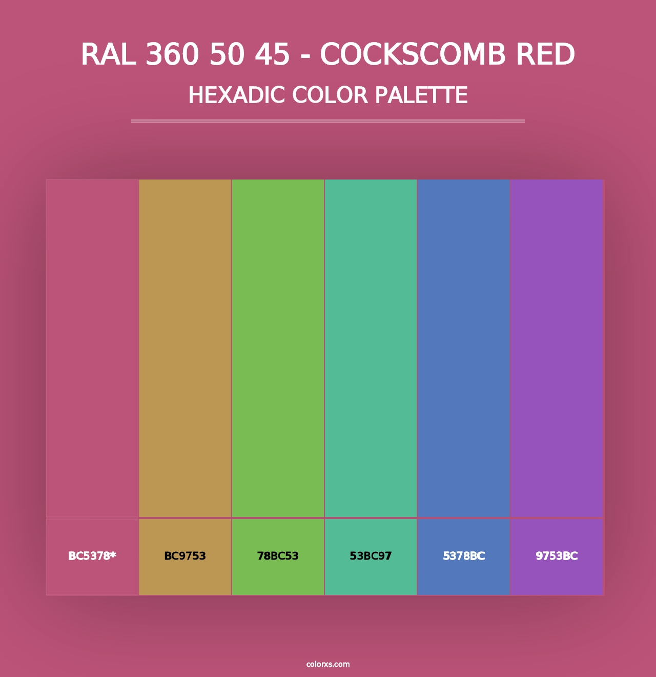 RAL 360 50 45 - Cockscomb Red - Hexadic Color Palette