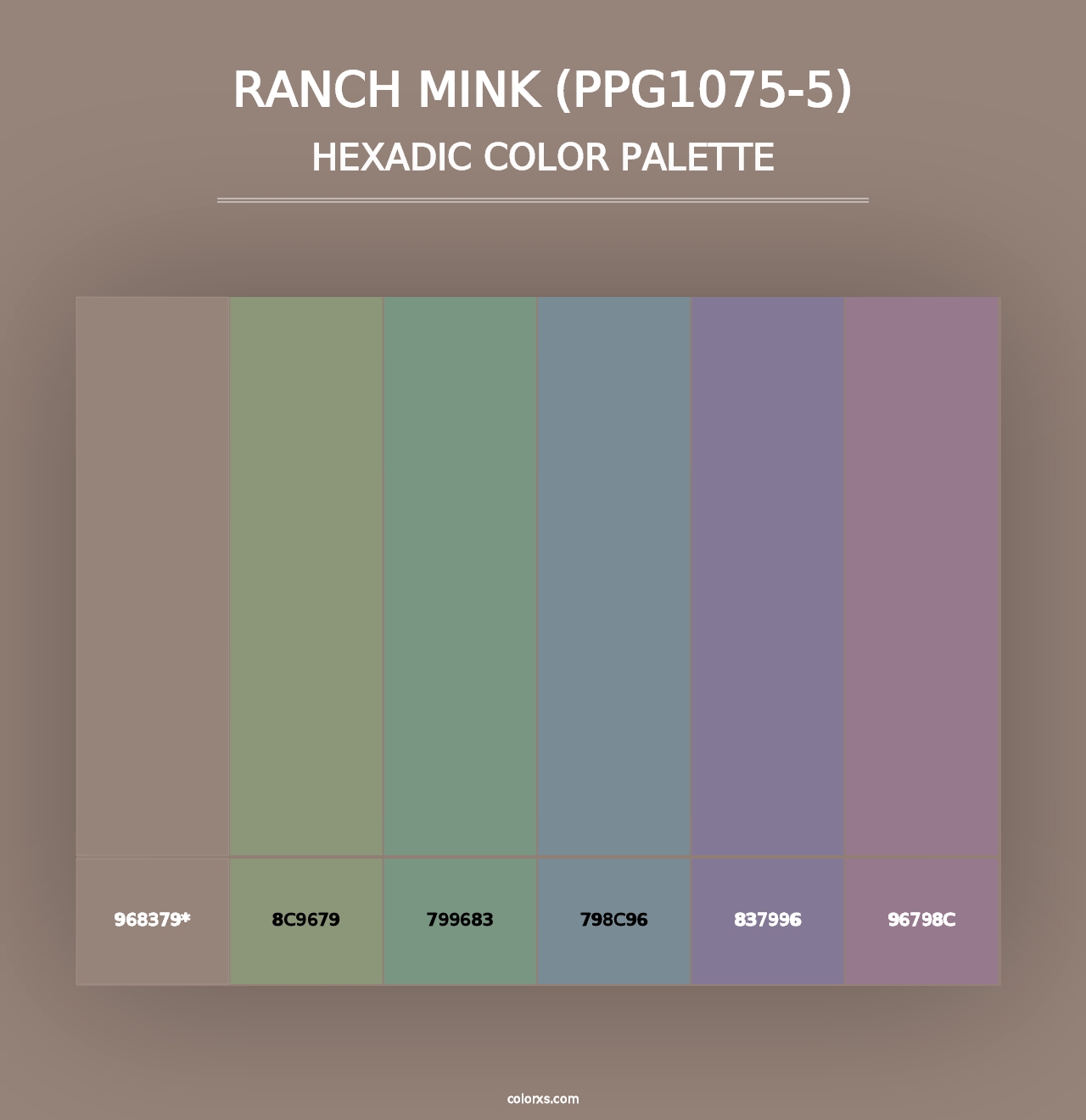 Ranch Mink (PPG1075-5) - Hexadic Color Palette