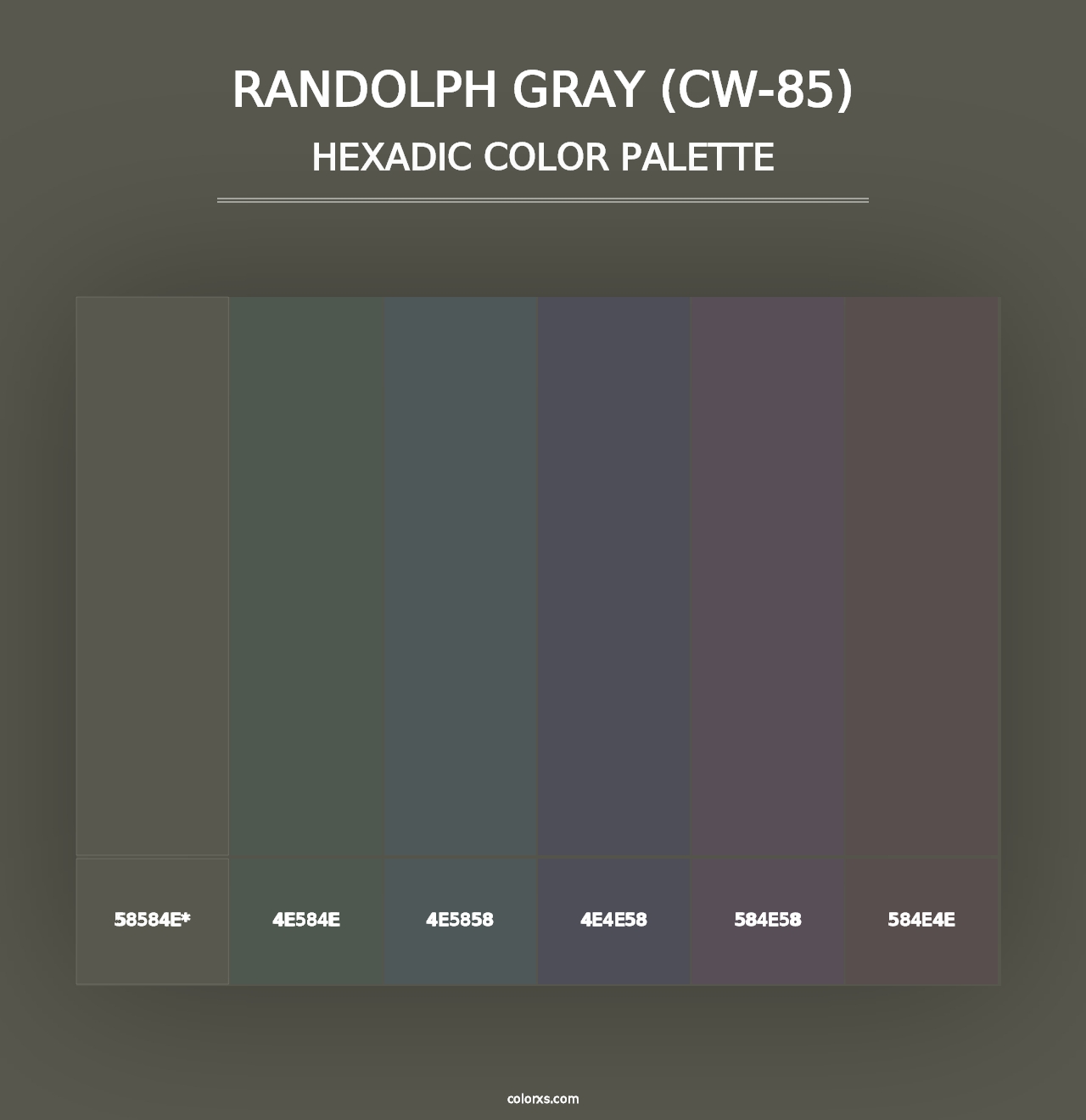 Randolph Gray (CW-85) - Hexadic Color Palette