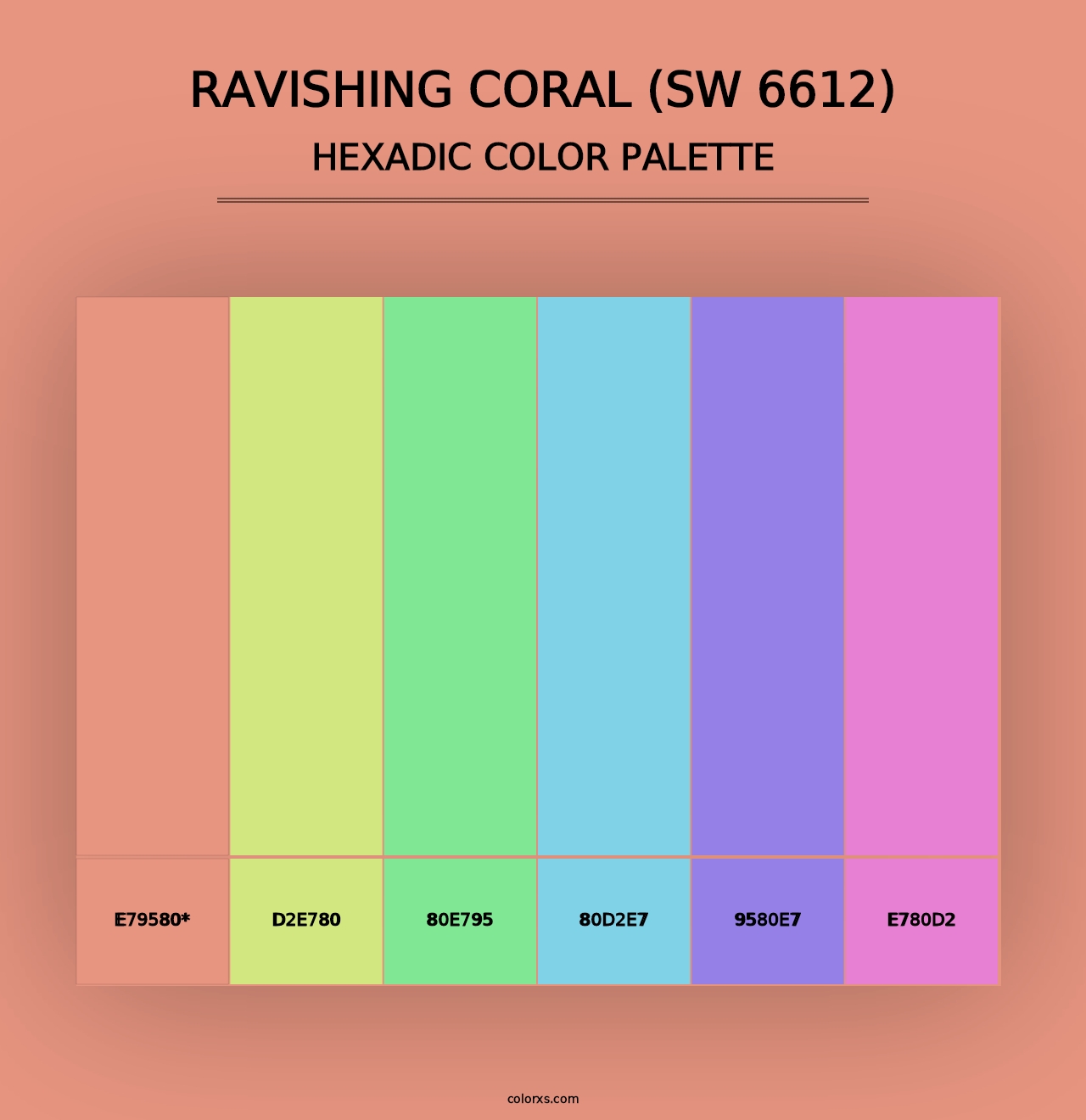 Ravishing Coral (SW 6612) - Hexadic Color Palette