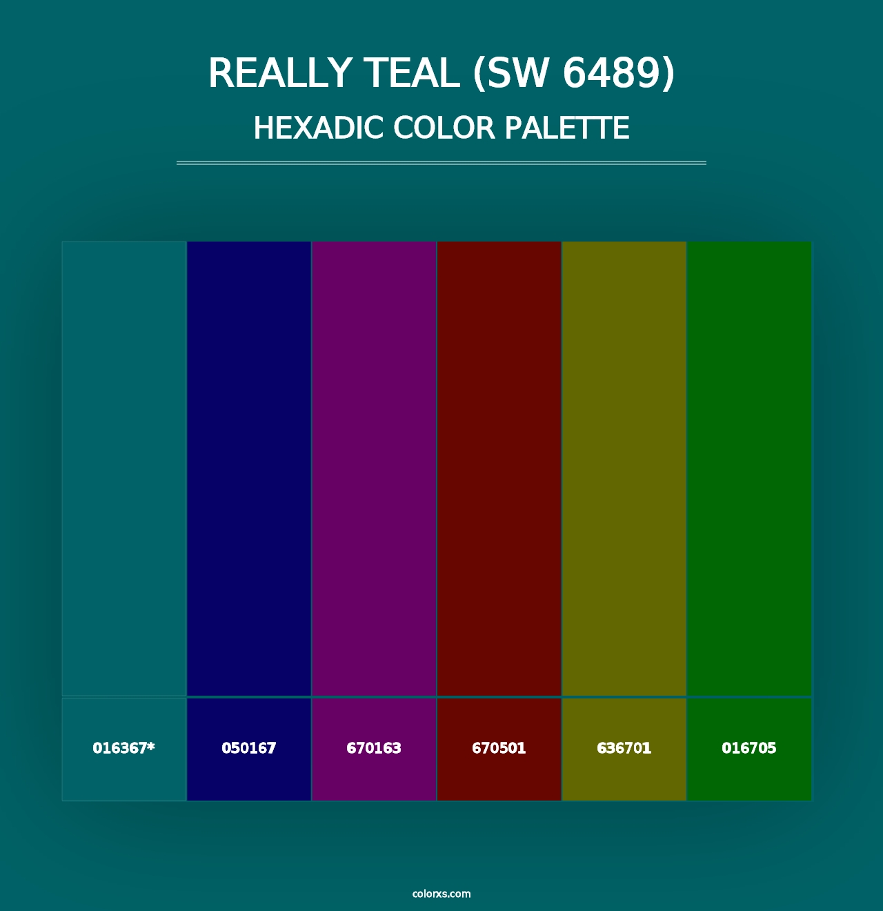 Really Teal (SW 6489) - Hexadic Color Palette