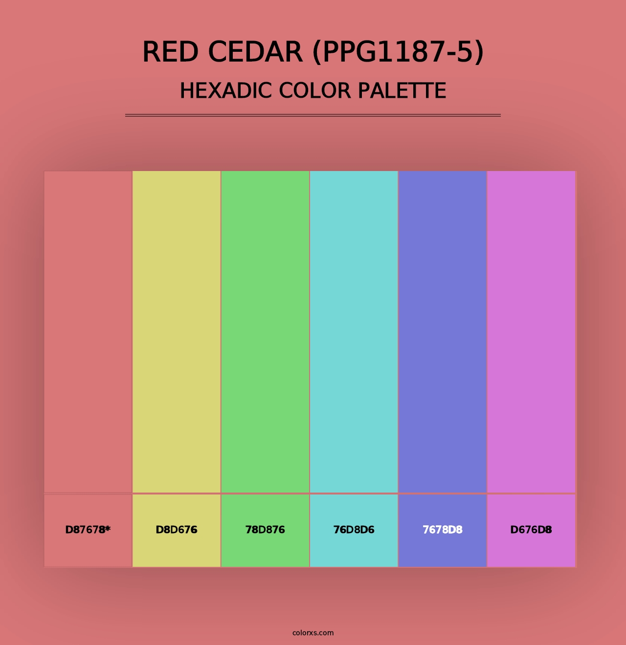 Red Cedar (PPG1187-5) - Hexadic Color Palette