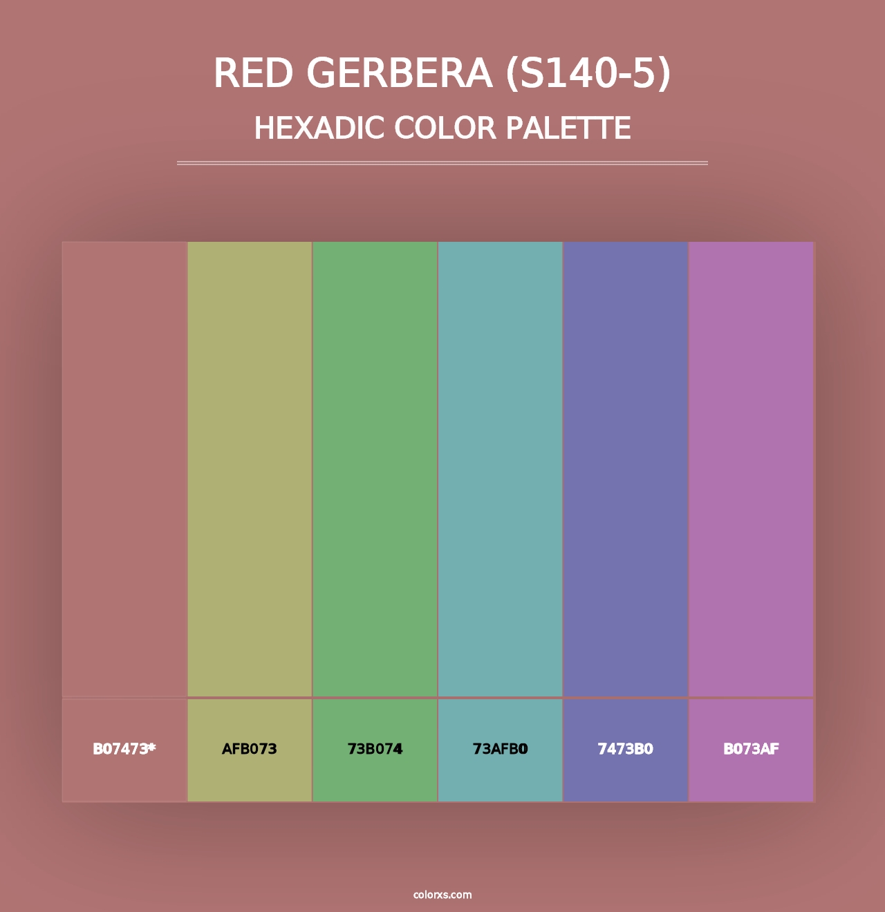 Red Gerbera (S140-5) - Hexadic Color Palette