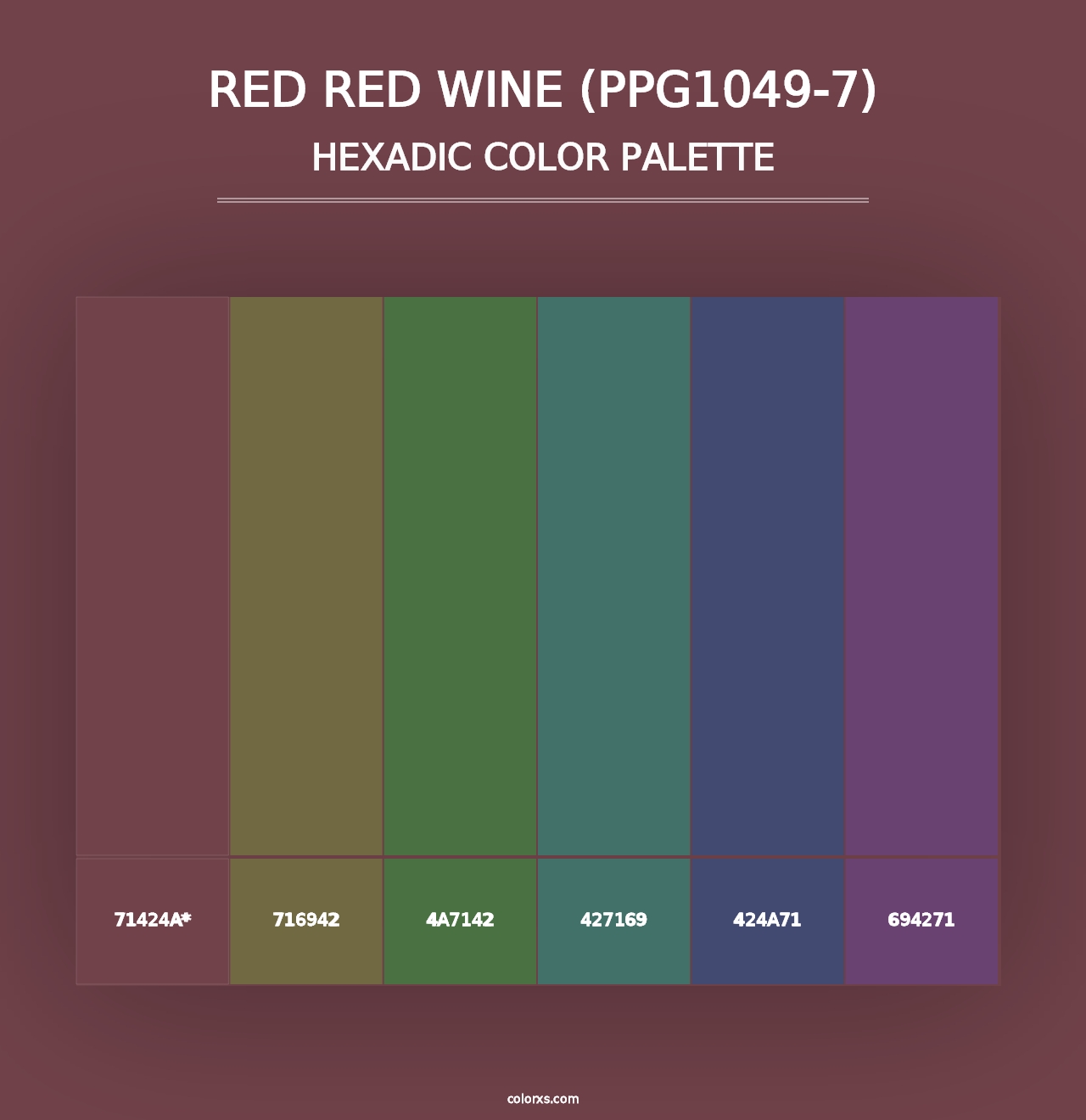 Red Red Wine (PPG1049-7) - Hexadic Color Palette