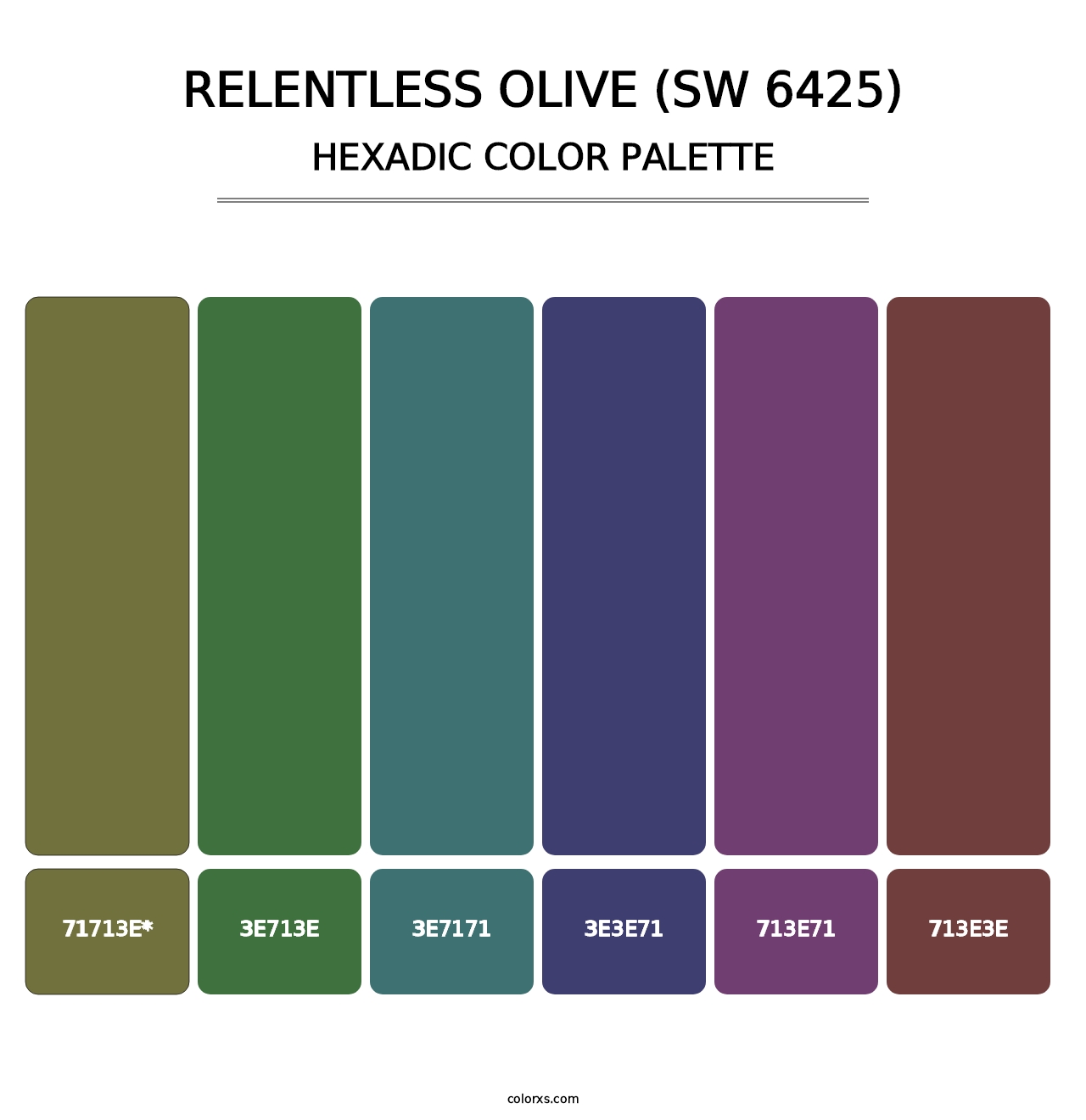 Relentless Olive (SW 6425) - Hexadic Color Palette