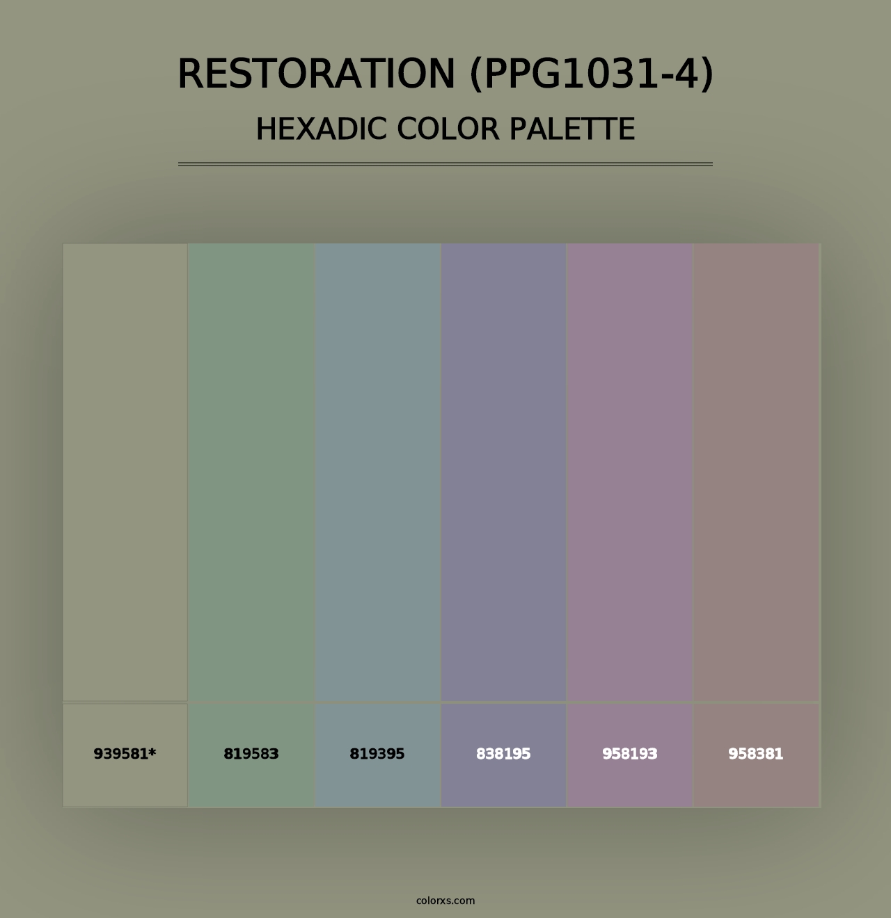 Restoration (PPG1031-4) - Hexadic Color Palette