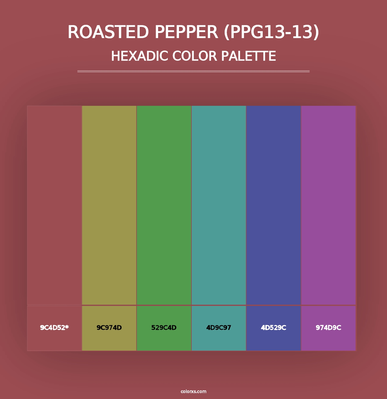 Roasted Pepper (PPG13-13) - Hexadic Color Palette